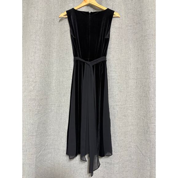 Adrianna Papell Dress Women 8 Black Burnout Velvet Striped Formal Evening - Picture 3 of 7